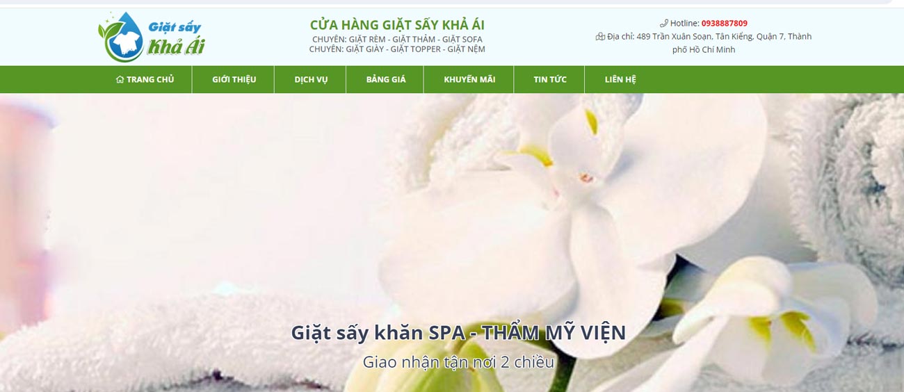 Báo giá thiết kế web dịch vụ giặt ủi trọn gói Thiết kế web giặt sấy TPHCM