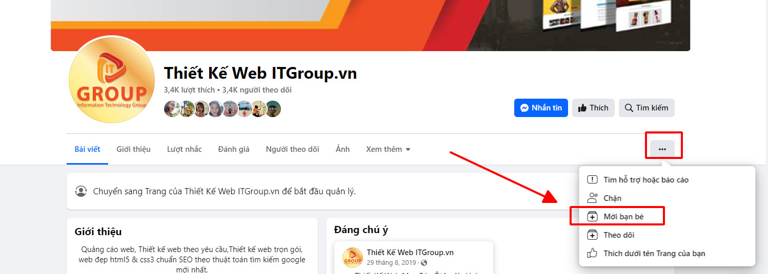 Mời bạn bè thích fanpage facebook