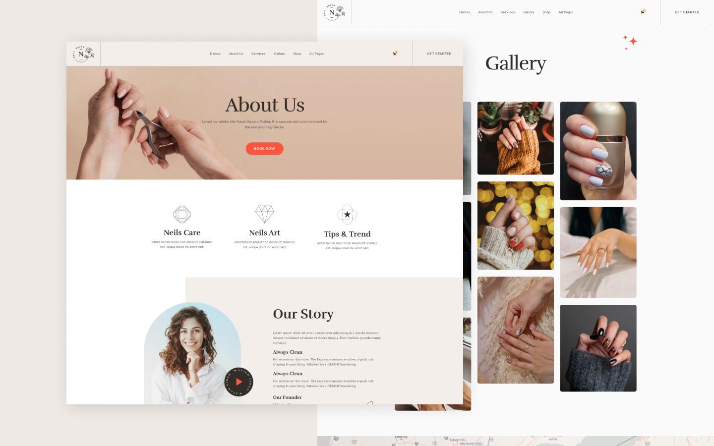 Thiết Kế Web Nails - Giải Pháp Tối Ưu Cho Ngành dịch vụ Nails web nail layout