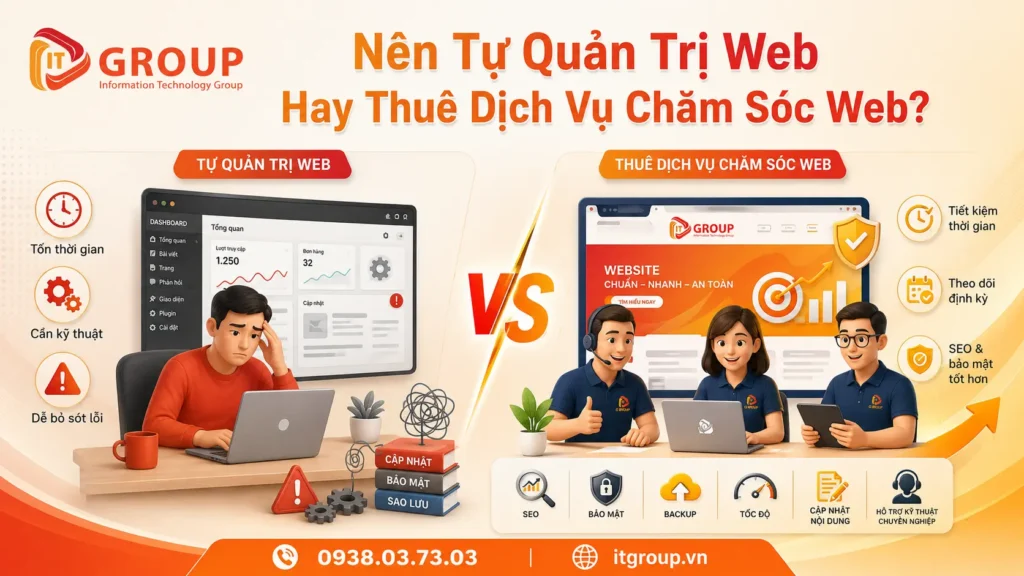Nên Tự Quản Trị Web Hay Thuê Dịch Vụ Chăm Sóc Web