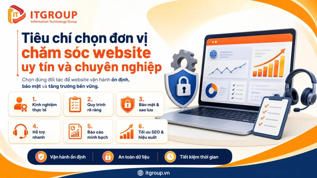 Tiêu chí chọn đơn vị chăm sóc website uy tín và chuyên nghiệp